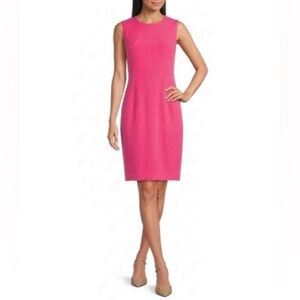 Kasper Woman Sleeveless Crepe Sheath Midi Dress 14W Pink Perfection Plus Size